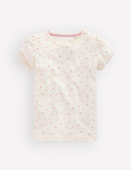 Short Sleeve Pointelle Top-Pink Hearts / Boden Sale