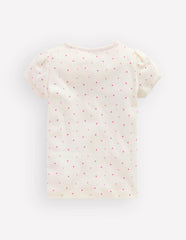 Short Sleeve Pointelle Top-Pink Hearts / Boden Sale