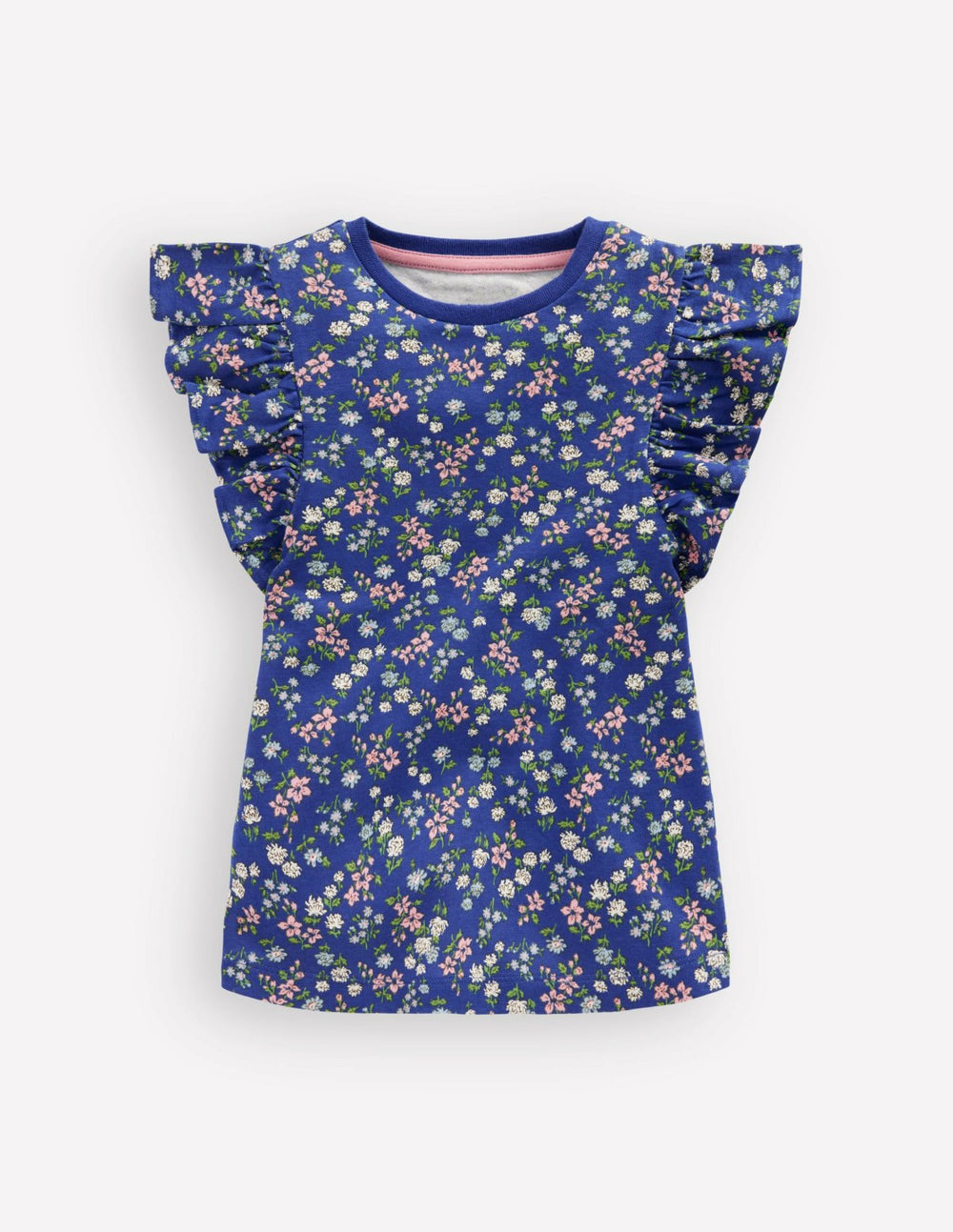 Frill Sleeve Printed Top-Blue Ditsy Floral / Boden us
