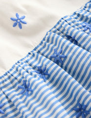 Fabric Mix Broderie Top-Blue Ticking / Boden Sale