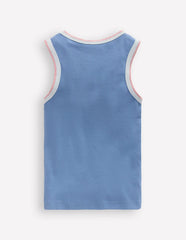 Crochet Trim Ribbed Vest-Light Blue / Boden Discount