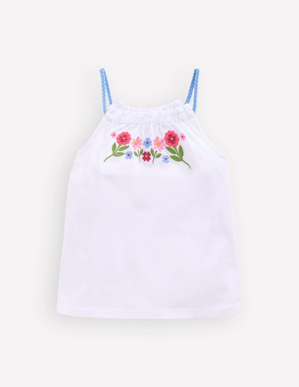 Plaited Strap Embroidered Tank-White Embroidery / Boden