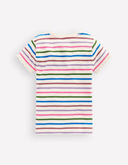 Short Sleeve Ribbed T-shirt-Multi Stripe / Boden Online