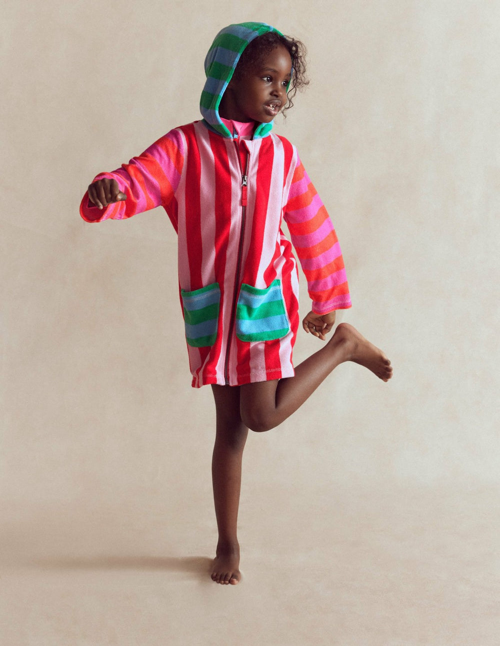 Romie Towelling Zip Throw-On-Multi Stripe / Boden Sale