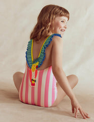 Hallie Frill Strap Swimsuit-Formica Pink Parrot / Boden Outlet