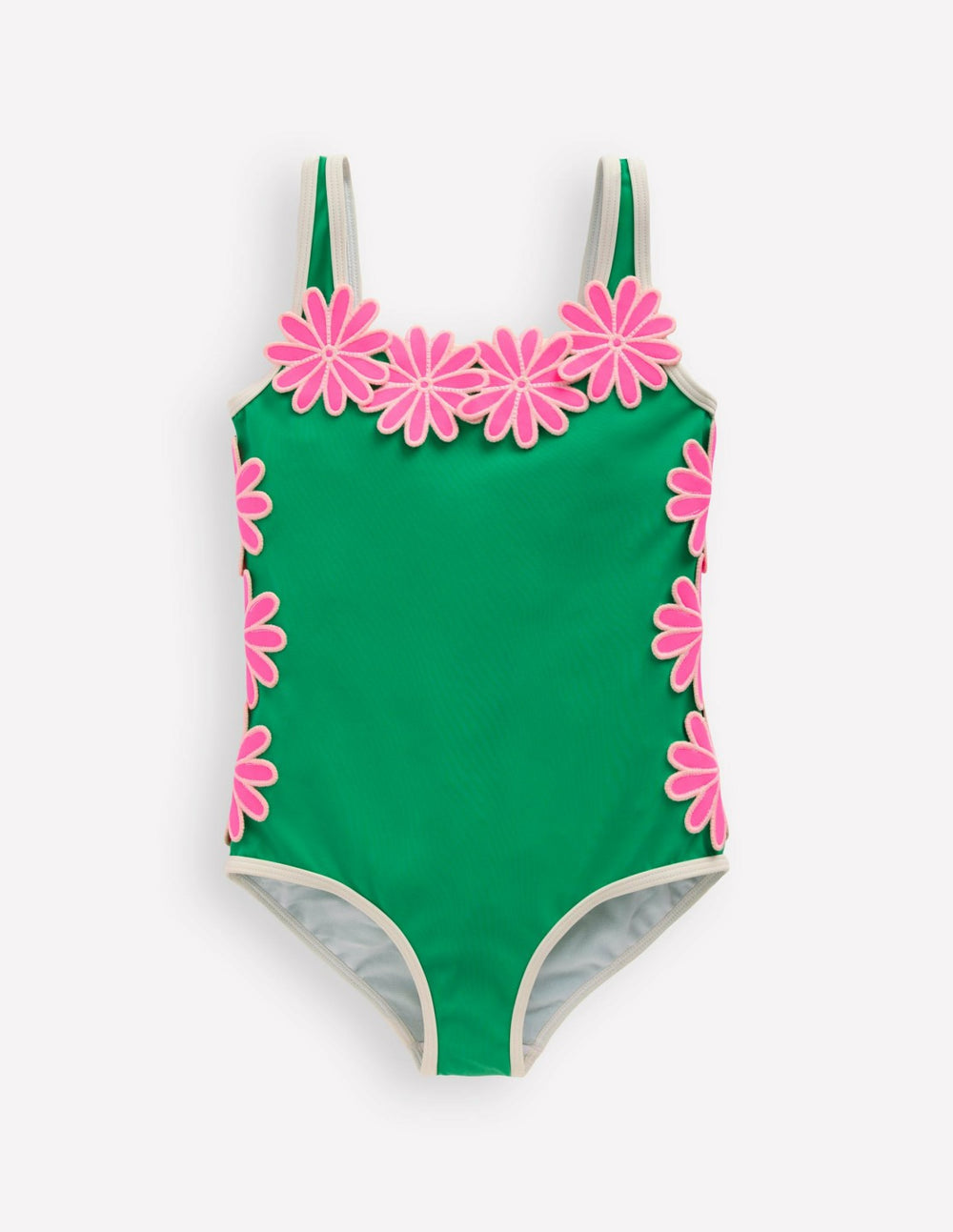 Appliqué Swimsuit-Pea Green/Sorbet Pink Daisy / Boden us