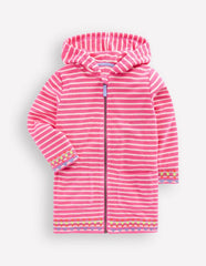 Romie Towelling Zip Throw-On-Sorbet Pink Stripe / Boden Sale