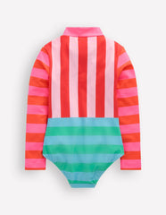 Long-sleeved Swimsuit-Multi Hotchpotch Stripe / Boden Outlet