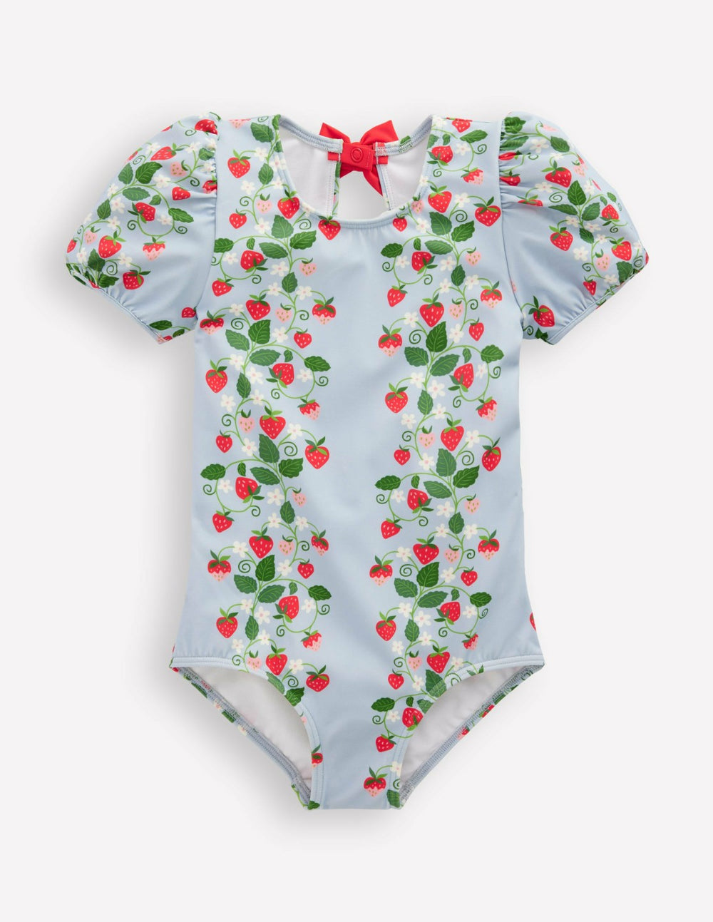 Puff Sleeve Swimsuit-Misty Blue Strawberry Vine / Boden Discount
