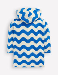 Romie Towelling Zip Throw-On-Blue and Ivory Wave / Boden