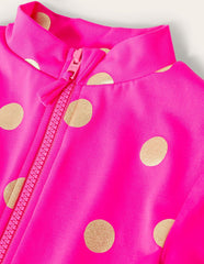 Long-sleeved Swimsuit-Fuchsia Pink, Gold Foil Spot / Boden Discount