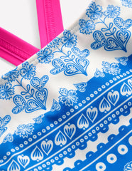 Cross-Back Tankini Top-Azure Blue Woodblock / Boden us