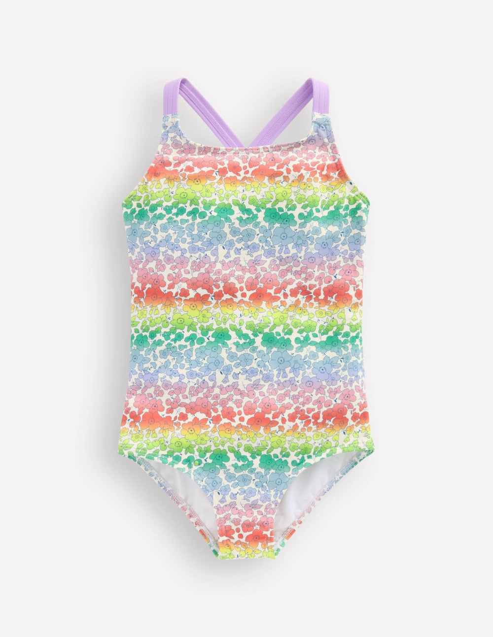 Cross-Back Printed Swimsuit-Rainbow Ombre Flowerbed / Boden Sale