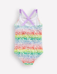 Cross-Back Printed Swimsuit-Rainbow Ombre Flowerbed / Boden Sale