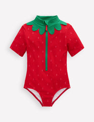 Short-sleeved Swimsuit-Poppy Red Strawberry / Boden On sale
