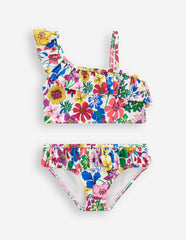 One Shoulder Frill Bikini Set-Multi Rainbow Floral / Boden