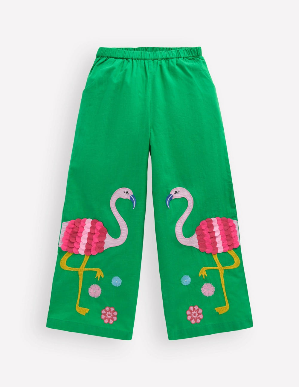 Applique Pull-on Pants-Green Flamingos / Boden On sale