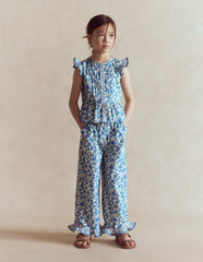 Frill Hem Pants-Blue Floral Hotch Potch / Boden Outlet