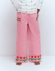 Wide Leg Pull-on Jeans-Pink Tulips / Boden Outlet