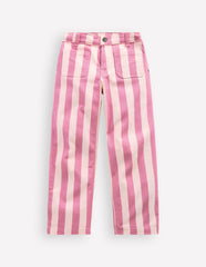Patch Pocket Straight Jeans-Pink/Ivory Stripe / Boden