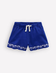 Embroidered Jersey Shorts-Bright Blue Embroidery / Boden Sale