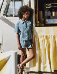 Pull-on Woven Shorts-Chambray / Boden us