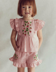Frill Woven Shorts-Lotus Strawberry / Boden Outlet