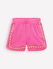 Towelling Embroidered Shorts-Sorbet Pink Embroidery / Boden On sale