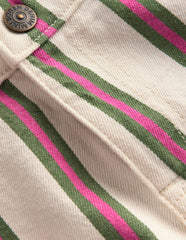 Denim Shorts-Ivory/Green/Pink Stripe / Boden us