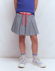 Pleated Jersey Skort-Navy Stripe / Boden us