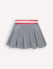 Pleated Jersey Skort-Navy Stripe / Boden us