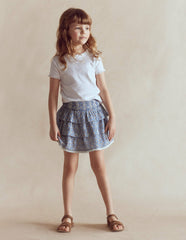 Smocked Waist Ruffle Skirt-Bluejay Cherry Stripe / Boden Outlet
