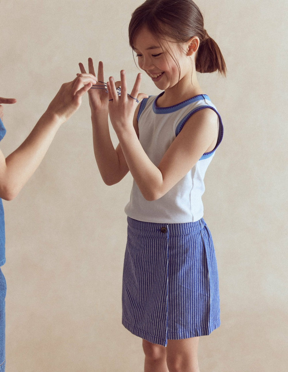 Wrap Woven Skort-Sapphire Blue/ Ivory Stripe / Boden Outlet
