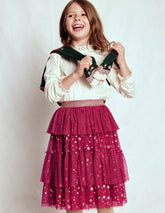 Tulle Ruffle Midi Skirt-Cherry Jam / Boden us