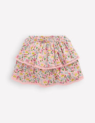 Ruffle Jersey Skort-Chalk Pink Spring Garden / Boden Outlet