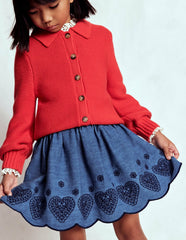 Embroidered Pull-on Skirt-Chambray / Boden On sale