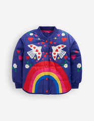 Fun Bomber Jacket-Navy Placement Rainbow Print / Boden Online