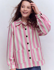 Denim Jacket-Pink Stripes / Boden On sale