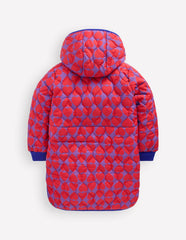 Cosy Longline Coat-Purple Heart Print / Boden us