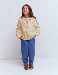 Collared Cable Zip-up-Ecru Marl / Boden Outlet