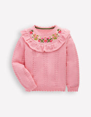 Embroidered Pointelle Sweater-Formica Pink Marl / Boden Discount