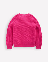 Heritage Cable Cardigan-Raspberry Pink / Boden