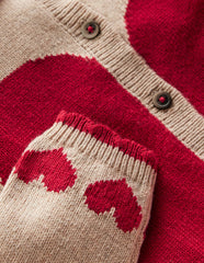 Collared Logo Cardigan-Chinchilla Melange Heart / Boden Sale