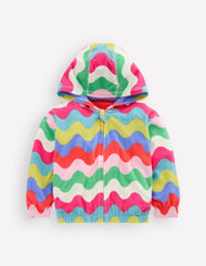 Relaxed Towelling Hoodie-Multi Wave Stripe / Boden