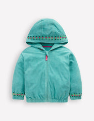 Relaxed Towelling Hoodie-Blue Embroidery / Boden Sale