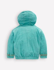 Relaxed Towelling Hoodie-Blue Embroidery / Boden Sale