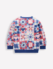 Printed Sweatshirt-Alaskan Blue Patchwork / Boden Discount
