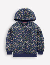 Printed Hoody-Starboard Blue Meadow Floral / Boden Sale