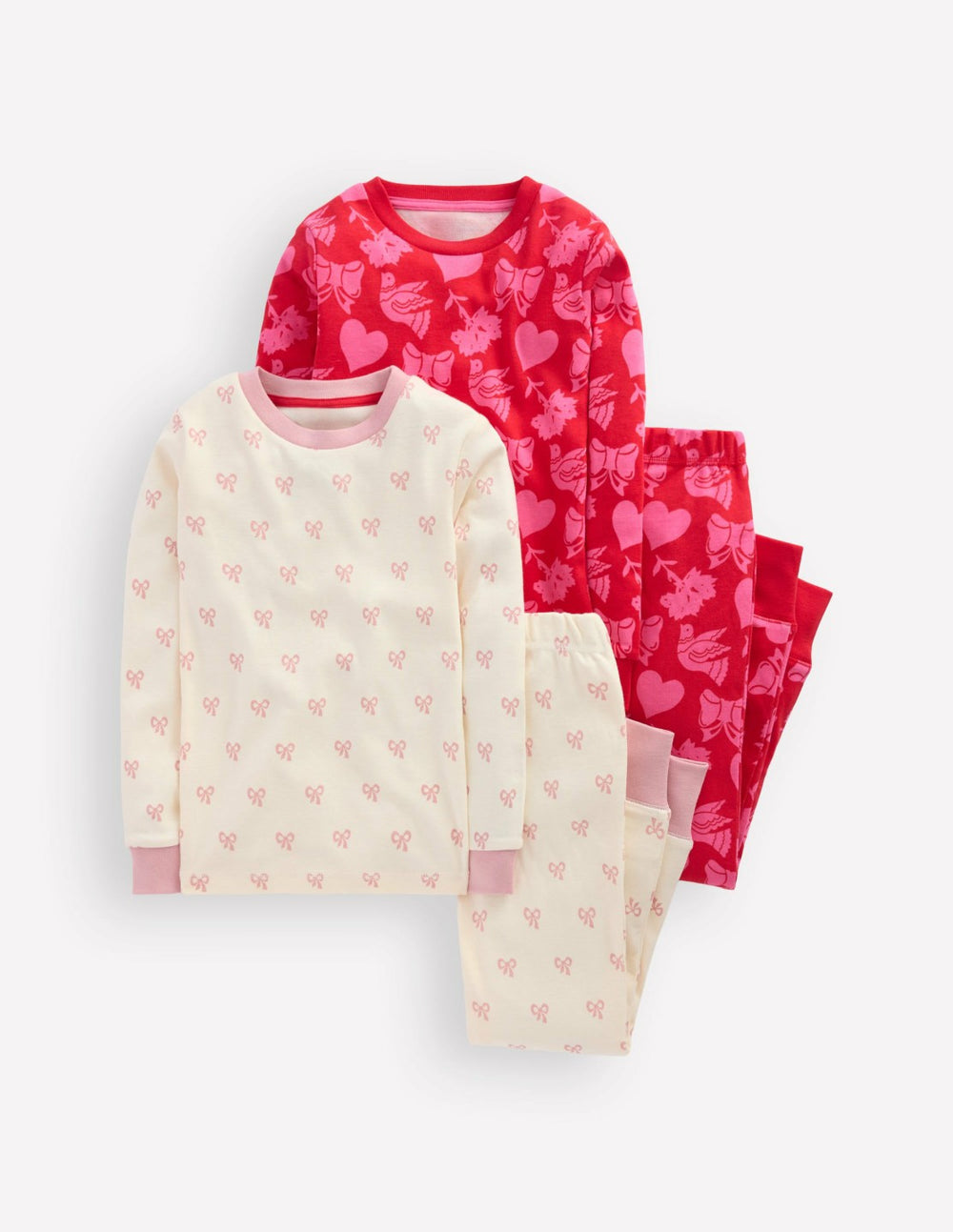 Twin Pack Snug Pajamas-Heart Bow Print / Boden us
