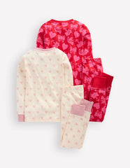 Twin Pack Snug Pajamas-Heart Bow Print / Boden us